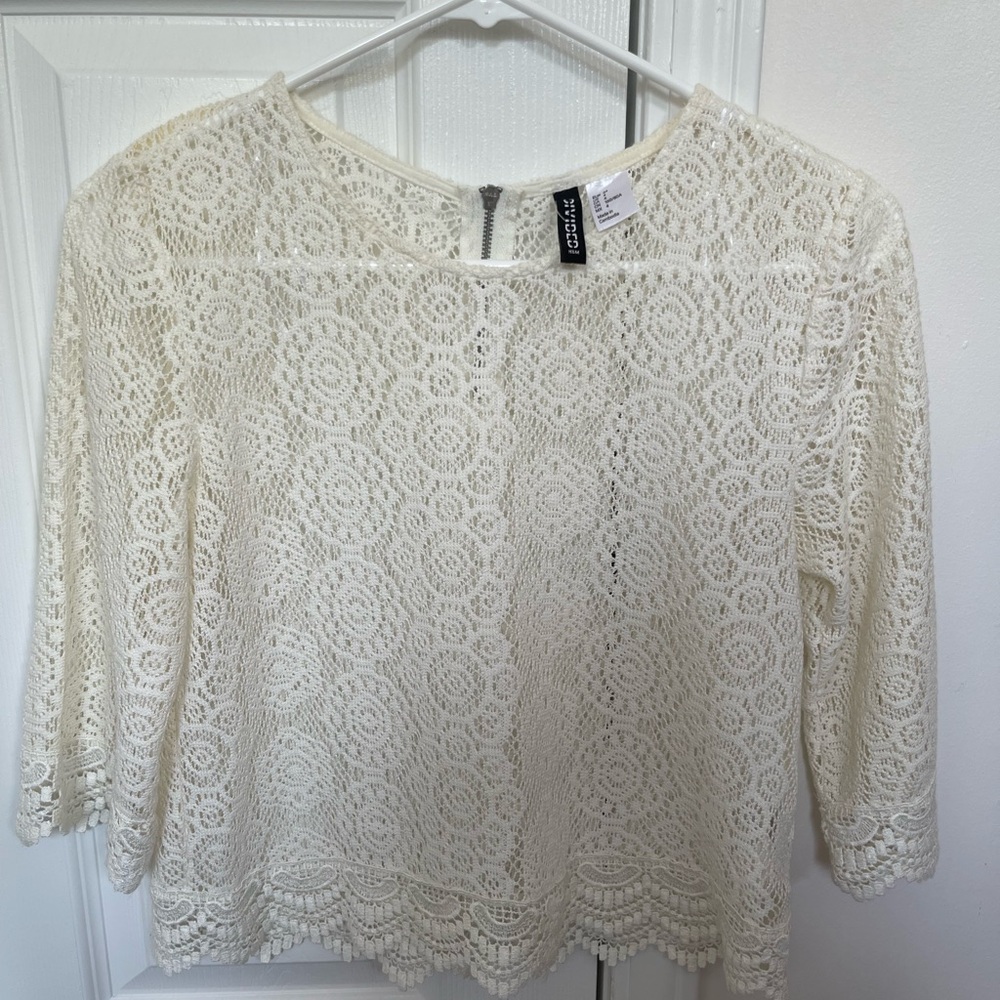 H&M Cream Cropped Boxy Blouse
